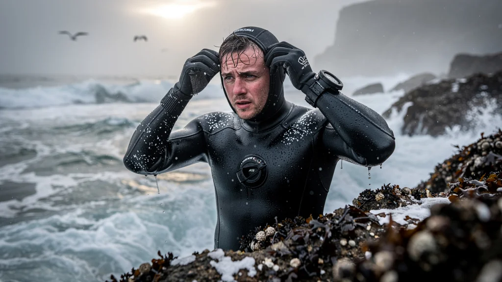 Plongée Atlantique en avril avec combinaison 5 mm trop épaisse, situation risquée sur la côte française